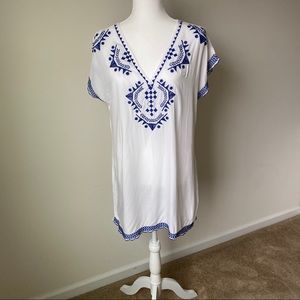 Beach Cover-Up - Blue Embroidery